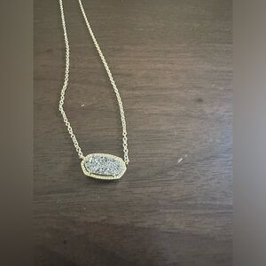 Kendra Scott Elisa Oval Pendant Necklace - gold with silver crystal